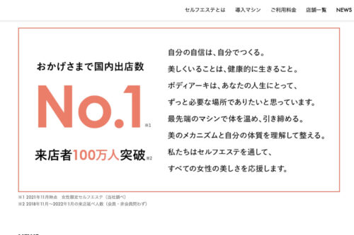 BODY ARCHI 表参道店公式HPのキャプチャ