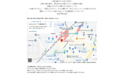 わたしのハイフ。川崎日航ホテル店公式HPのキャプチャ
